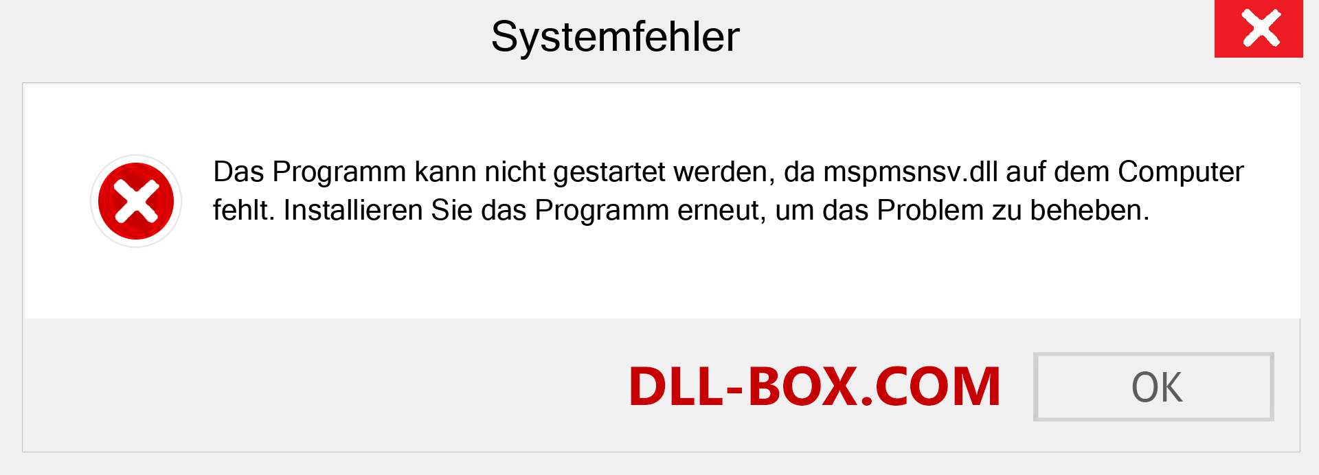 mspmsnsv.dll-Datei fehlt?. Download für Windows 7, 8, 10 - Fix mspmsnsv dll Missing Error unter Windows, Fotos, Bildern