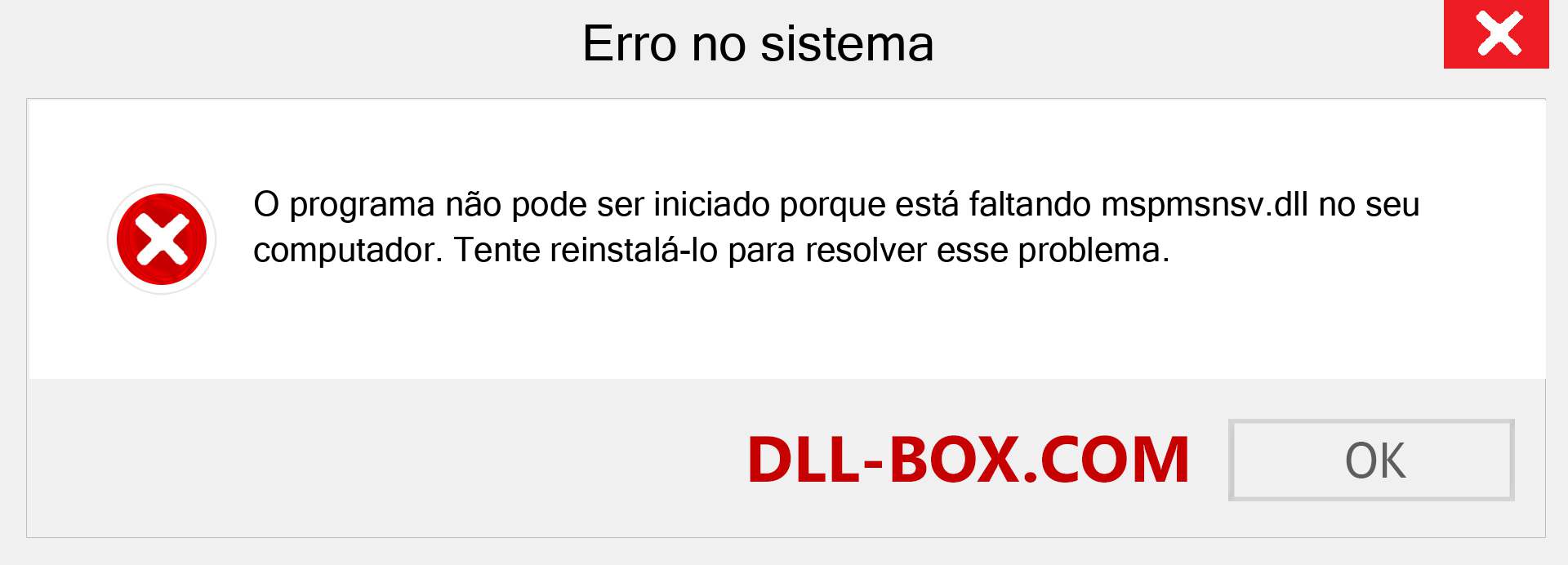 Arquivo mspmsnsv.dll ausente ?. Download para Windows 7, 8, 10 - Correção de erro ausente mspmsnsv dll no Windows, fotos, imagens